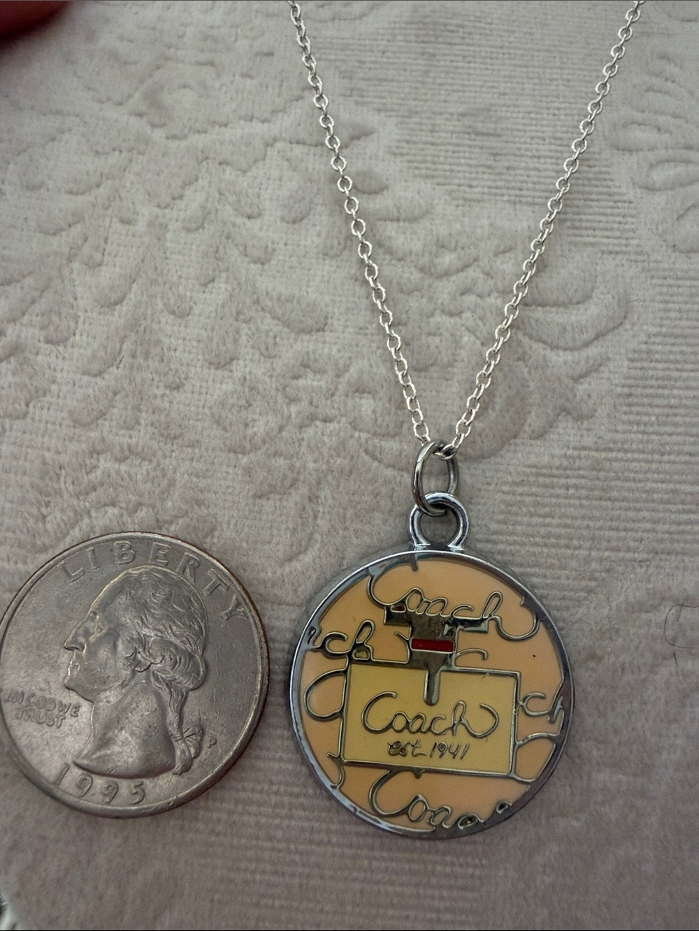 Coach vintage medallion gold charm with unbranded silver necklace - Picture 4 of 6